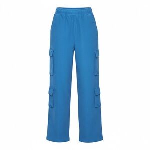 Cobalt Blue Fleece Lined Double Pocket Corduroy Cargo Pants